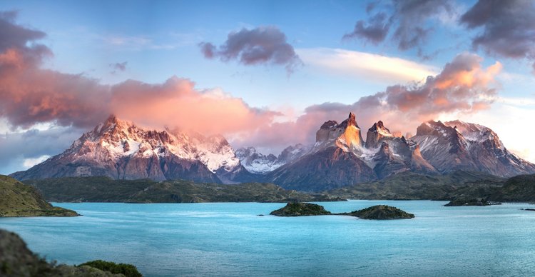 Mountain range and lake